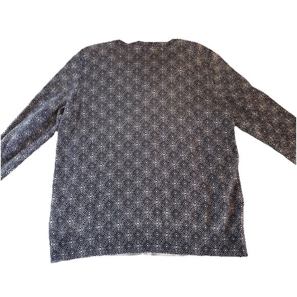 L.L. Bean Women’s Cardigan Blue & White Knit Button Front Supima Cotton Large - Picture 6 of 10